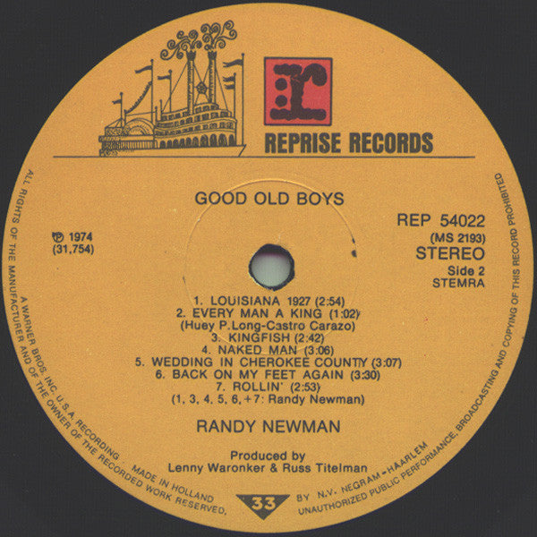 Randy Newman - Good Old Boys (LP, Album) - De Platen Aap – Vinylwinkel in Brielle & online webshop voor muziekliefhebbers