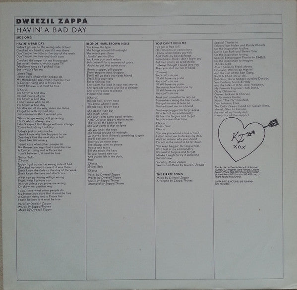 Dweezil Zappa : Havin' A Bad Day (LP, Album)