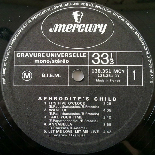 Aphrodite's Child : It's Five O'Clock (LP, Album, Gat)