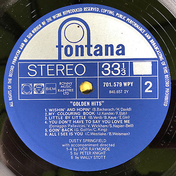 Dusty Springfield : "Golden Hits" (LP, Comp, RE, Blu)