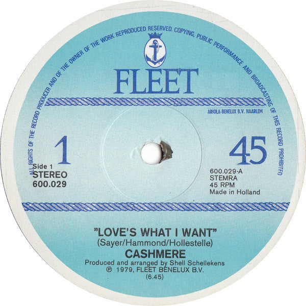 Cashmere : Love's What I Want (12", Maxi, Ltd)