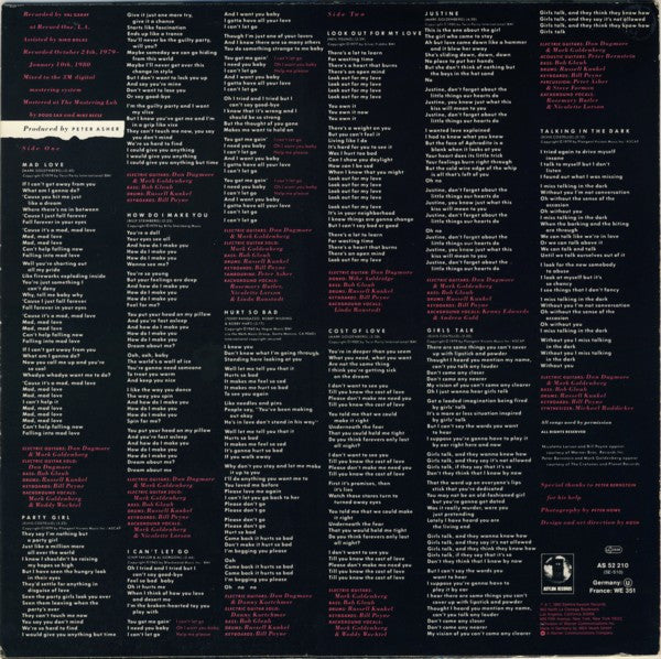 Linda Ronstadt : Mad Love (LP,Album)