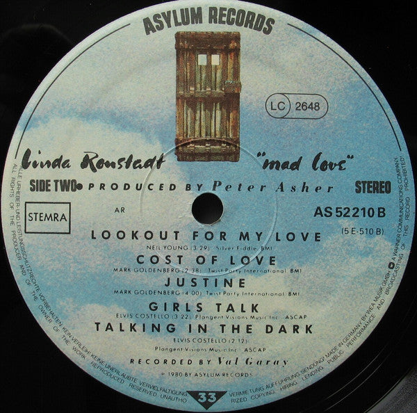 Linda Ronstadt : Mad Love (LP,Album)