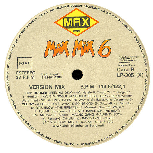 Various : Max Mix 6 (LP,Compilation,Mixed,Stereo)
