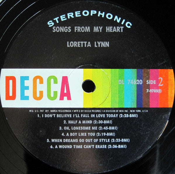 Loretta Lynn : Songs From My Heart (LP,Album,Repress,Stereo)