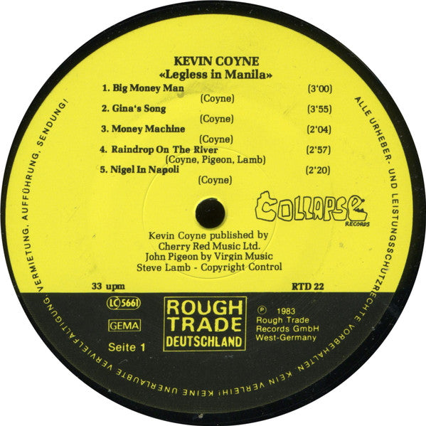 Kevin Coyne : Legless In Manila (LP, Album)