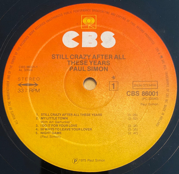 Paul Simon : Still Crazy After All These Years (LP, Album)