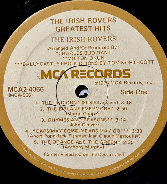 The Irish Rovers : Greatest Hits (2xLP, Comp, RE, Gat)