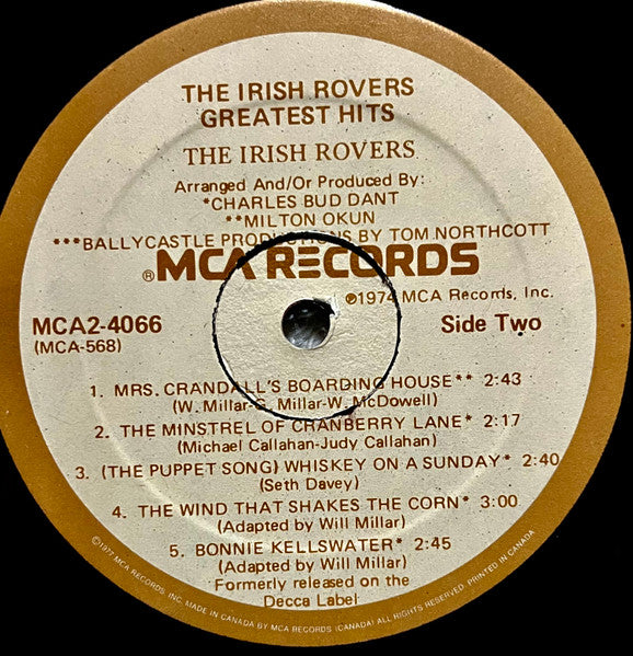The Irish Rovers : Greatest Hits (2xLP, Comp, RE, Gat)