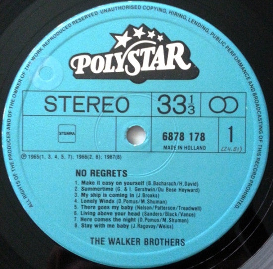 The Walker Brothers : No Regrets (LP, Comp)