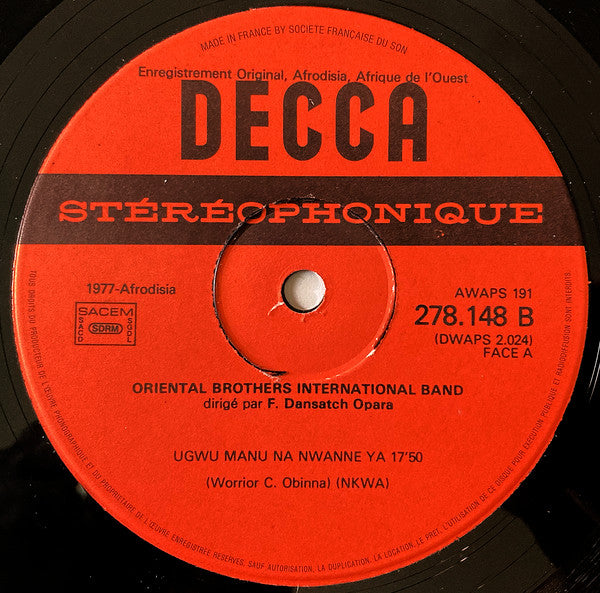 Oriental Brothers International Band* Led By F. Dansatch Opara : Oriental Brothers International Band (LP, Album)