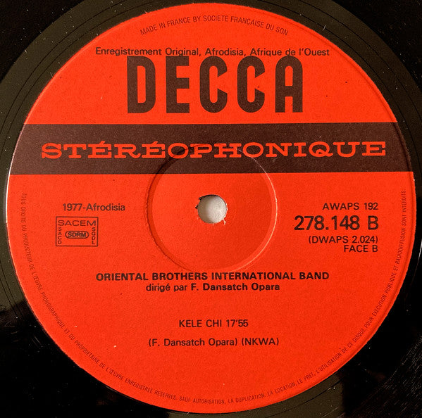 Oriental Brothers International Led By F. Dansatch Opara : Oriental Brothers International Band (LP, Album)