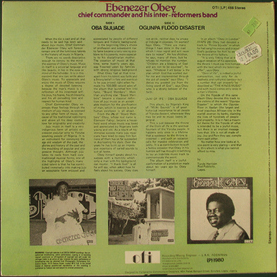 Chief Commander Ebenezer Obey & His Inter-Reformers Band : Current Affairs (LP,Album)