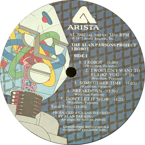 The Alan Parsons Project : I Robot (LP, Album, Gat)
