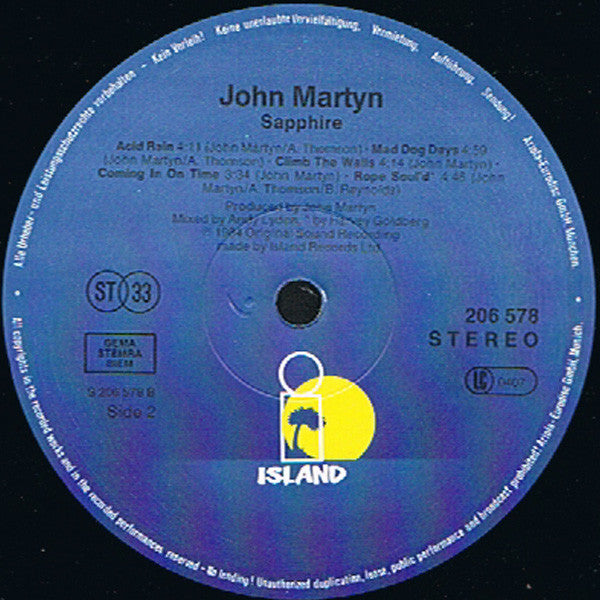 John Martyn : Sapphire (LP, Album)