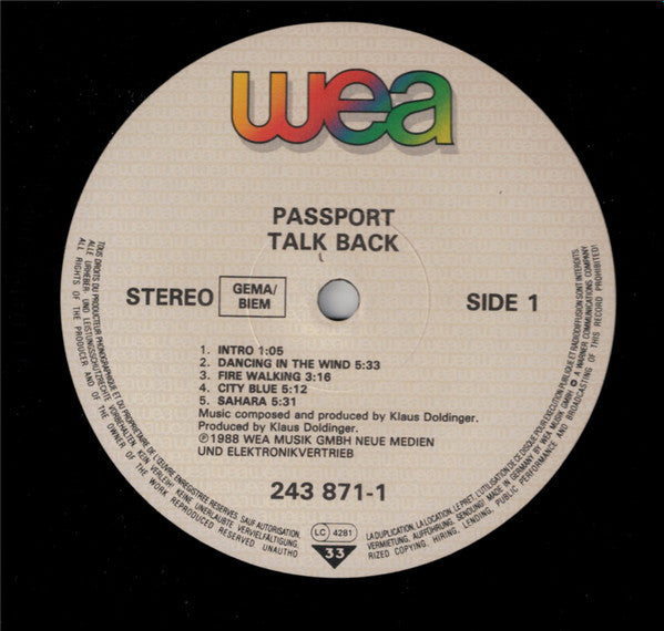 Passport (2) : Talk Back (LP, Album)