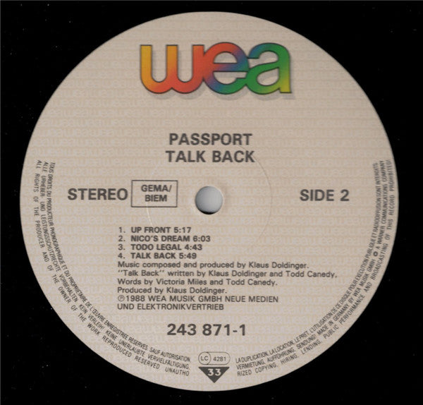 Passport (2) : Talk Back (LP, Album)