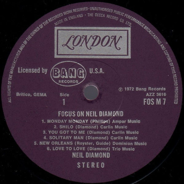 Neil Diamond : Focus On Neil Diamond (2xLP, Comp)