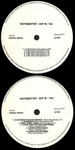 ICP Tentet : Tetterettet (LP, Album)