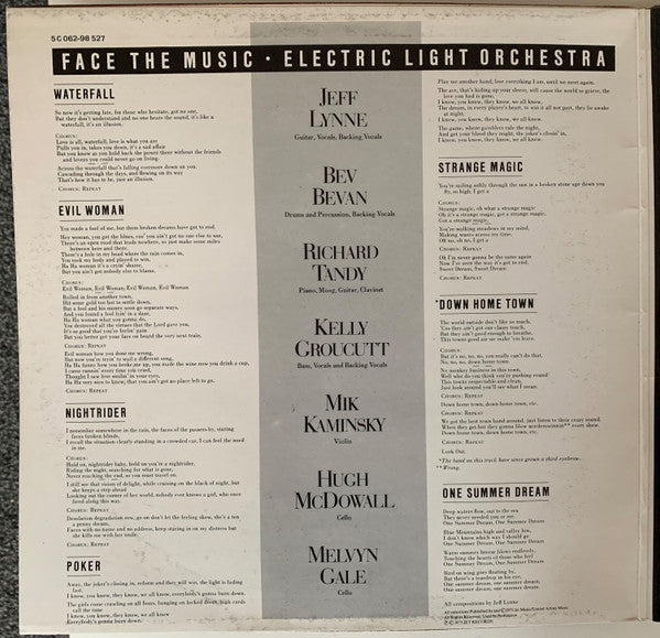 Electric Light Orchestra : Face The Music (LP, Album, Gat)