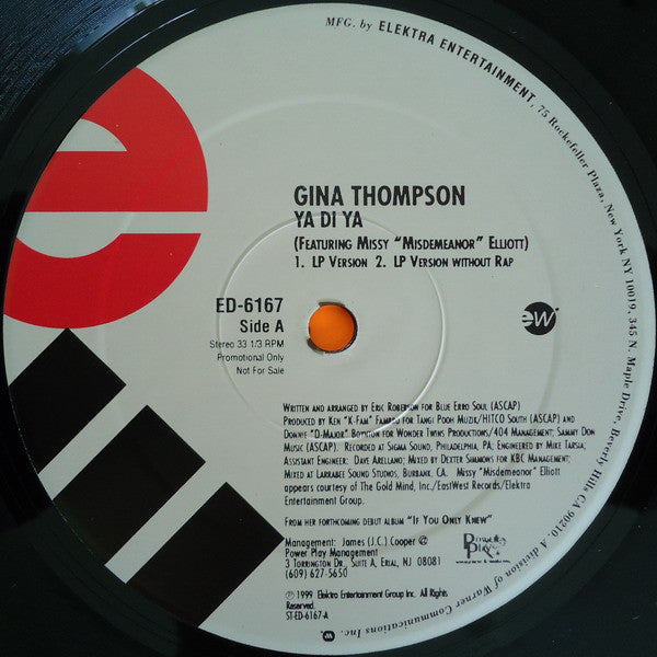 Gina Thompson Feat. Missy Elliott : Ya Di Ya (12",33 ⅓ RPM,Promo)