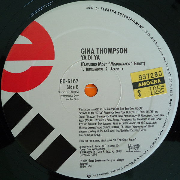 Gina Thompson Feat. Missy Elliott : Ya Di Ya (12",33 ⅓ RPM,Promo)