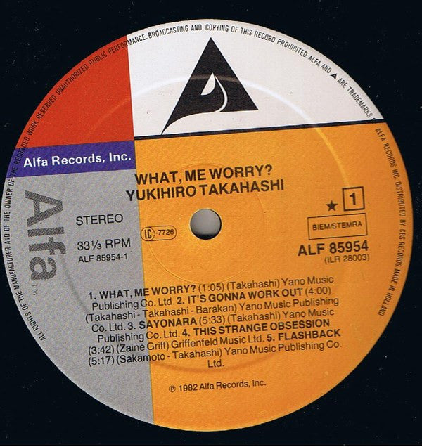 Yukihiro Takahashi : What, Me Worry? (LP, Album)