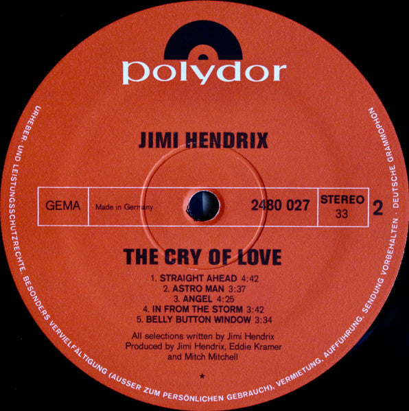 Jimi Hendrix - The Cry Of Love (LP, Album) - De Platen Aap – Vinylwinkel in Brielle & online webshop voor muziekliefhebbers