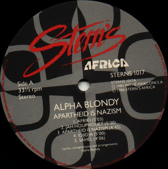 Alpha Blondy : Apartheid Is Nazism (LP, Album, RE)