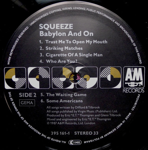 Squeeze (2) : Babylon And On (LP, Album)