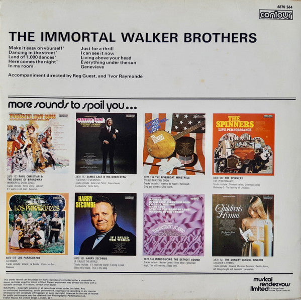 The Walker Brothers : The Immortal Walker Brothers (LP, Comp, RE)