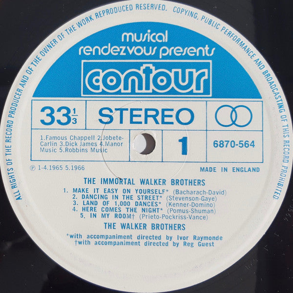 The Walker Brothers : The Immortal Walker Brothers (LP, Comp, RE)