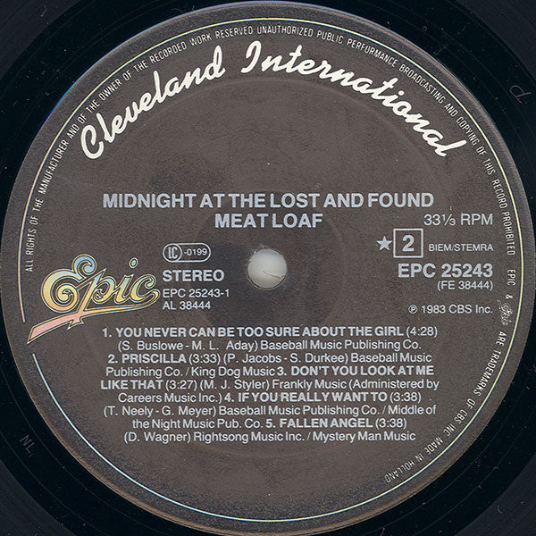 Meat Loaf : Midnight At The Lost And Found (LP, Album)