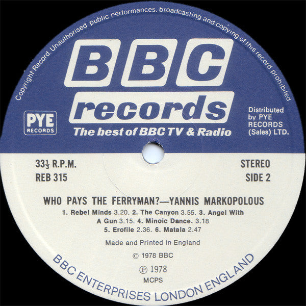 Yannis Markopoulos* : The Original Music From The BBC TV Series "Who Pays The Ferryman?" (LP, Album)