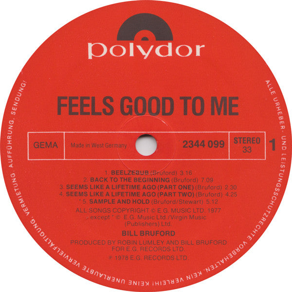 Bruford : Feels Good To Me (LP, Album)