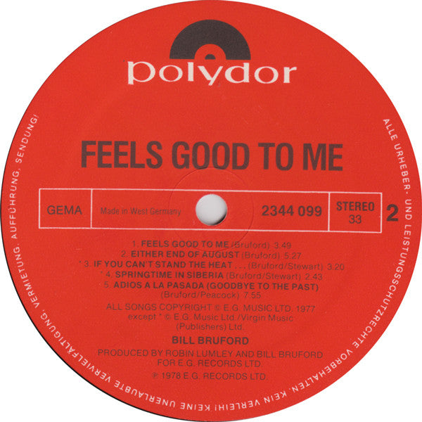 Bruford : Feels Good To Me (LP,Album)