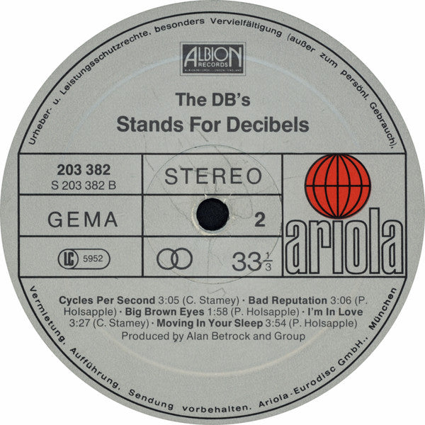 The dB's : Stands For Decibels (LP, Album)