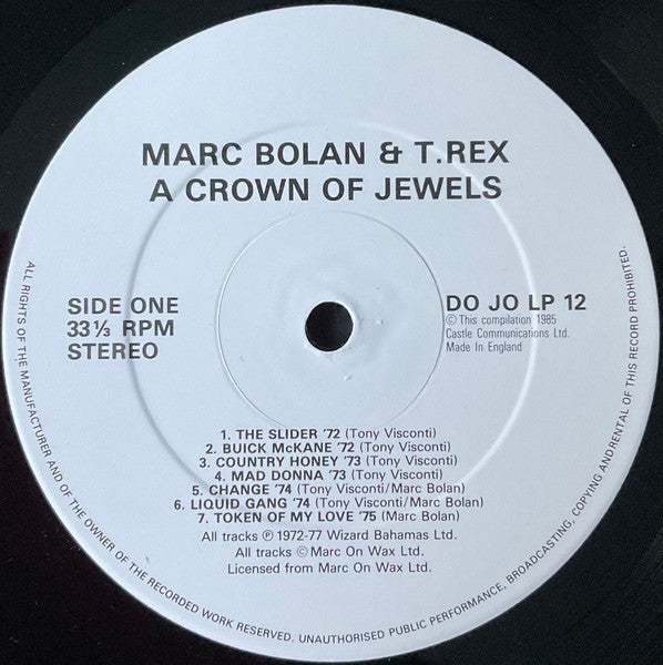 Marc Bolan & T. Rex : A Crown Of Jewels (LP, Comp)