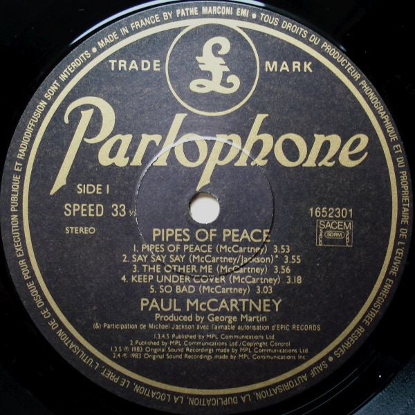 Paul McCartney - Pipes Of Peace (LP, Album, Gat) - De Platen Aap – Vinylwinkel in Brielle & online webshop voor muziekliefhebbers