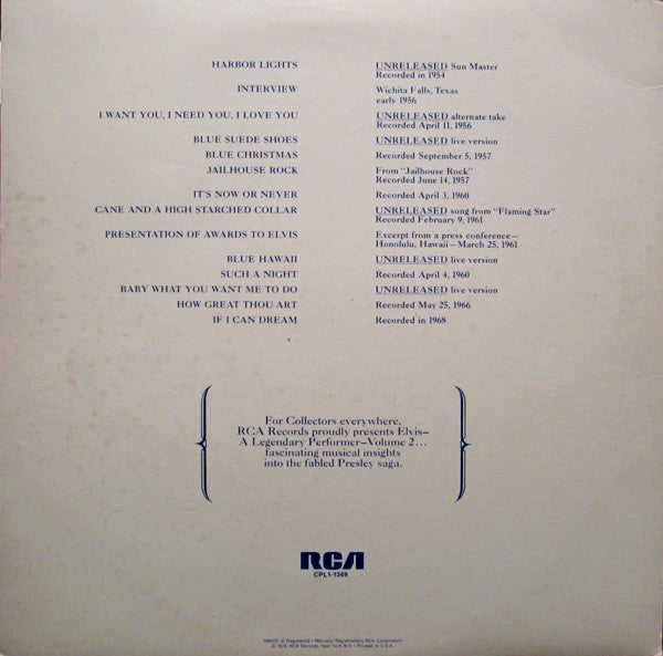 Elvis Presley : A Legendary Performer - Volume 2 (LP,Compilation)
