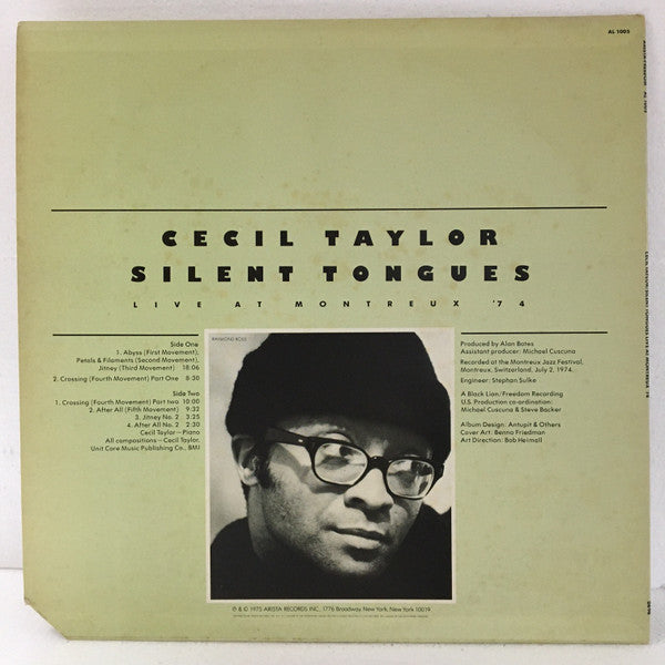 Cecil Taylor : Silent Tongues: Live At Montreux '74 (LP, Album)
