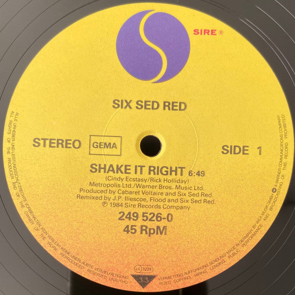 Six Sed Red : Shake It Right (12", GEM)