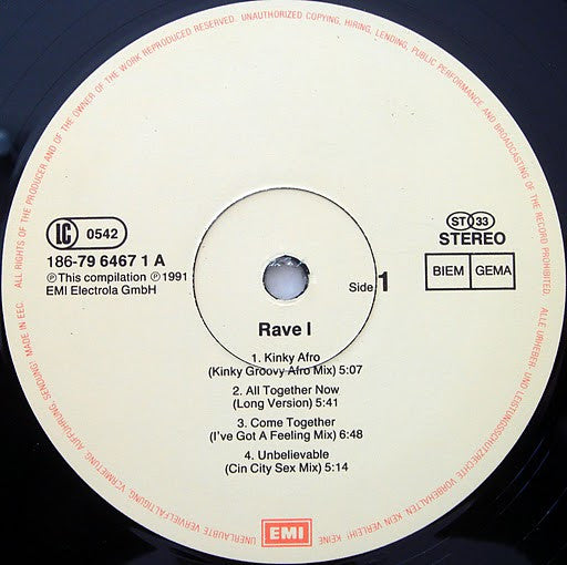 Various : Rave I (2xLP, Comp)