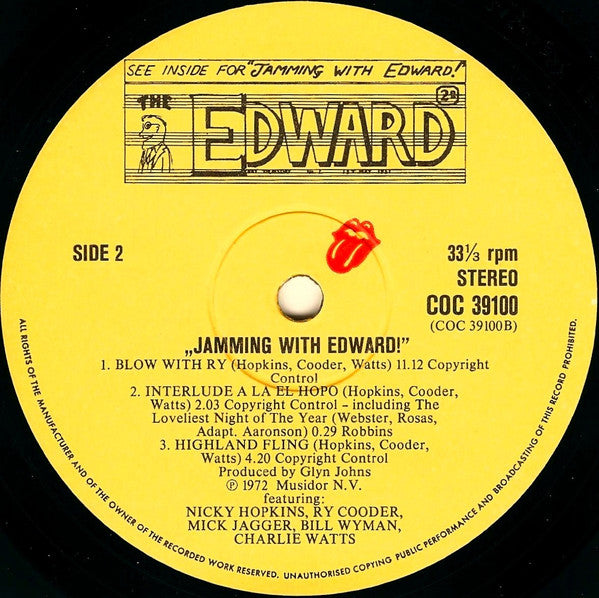Nicky Hopkins, Ry Cooder, Mick Jagger, Bill Wyman, Charlie Watts : Jamming With Edward! (LP, Album)