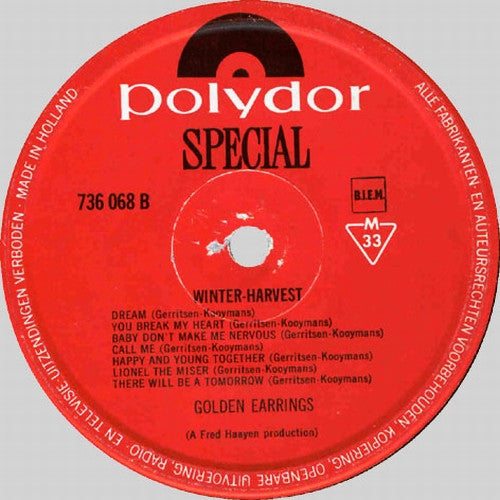 Golden Earring - Winter-Harvest (LP, Album, Mono) - De Platen Aap – Vinylwinkel in Brielle & online webshop voor muziekliefhebbers