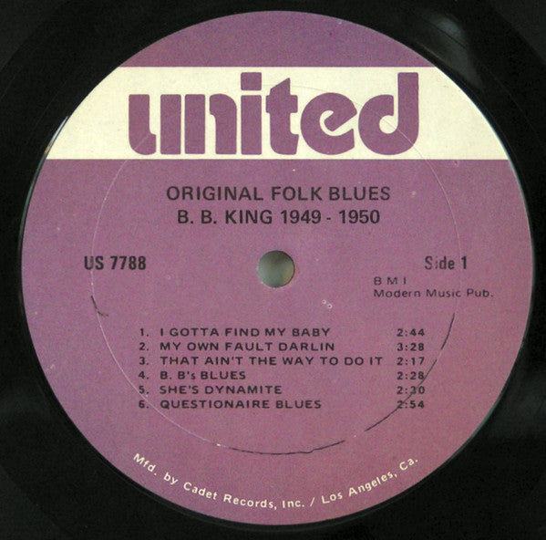 B.B. King : B. B. King, 1949 - 1950 (LP, Comp, RE)