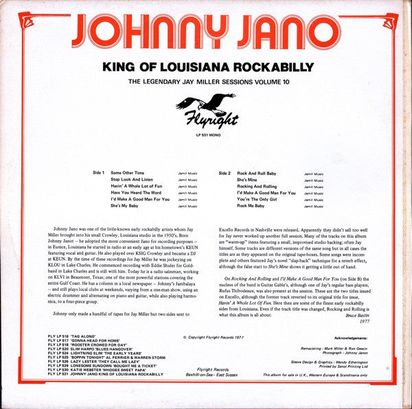 Johnny Jano : King Of Louisiana Rockabilly (LP, Comp, Mono, blu)