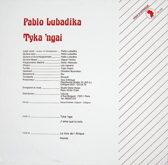 Pablo Lubadika Porthos : Tyka 'Ngai (LP, Album)