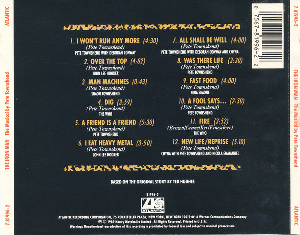 Pete Townshend - The Iron Man (The Musical By Pete Townshend) (CD, Album) - De Platen Aap – Vinylwinkel in Brielle & online webshop voor muziekliefhebbers