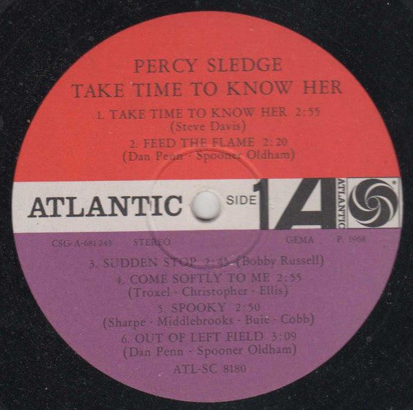 Percy Sledge - Take Time To Know Her (LP, Album) - De Platen Aap – Vinylwinkel in Brielle & online webshop voor muziekliefhebbers